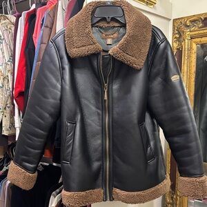 Women’s Black and Brown Shearling Jacket
